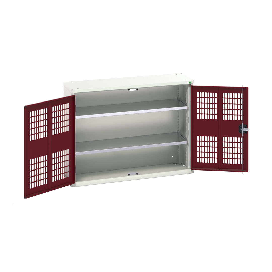 Crimson Red 1050mm Wide x 350mm Deep x 800mm High Verso Shelf Cupboard with Plain Doors (Bott)