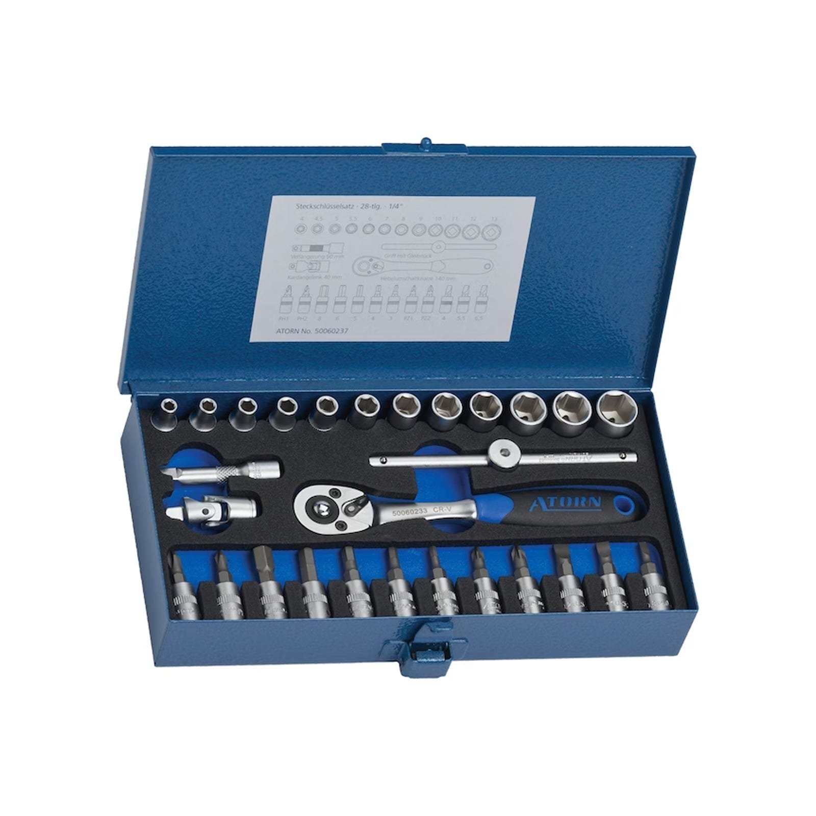 28PC 1/4" Drive Socket Wrench Set (Atorn)