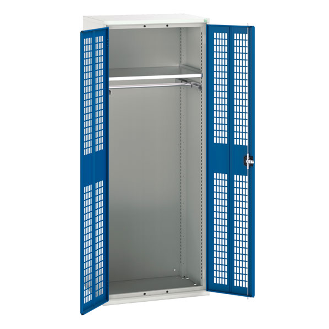 800mm (w) x 2000mm (h) Gentian Blue Verso Ventilated Door Kitted Cupboard with 1 Shelf and 2 Ventilated Doors (Bott)
