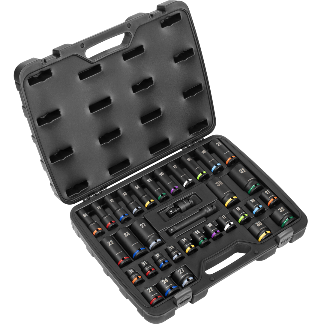 34pc 1/2" Square Impact Socket Sets (Sealey)