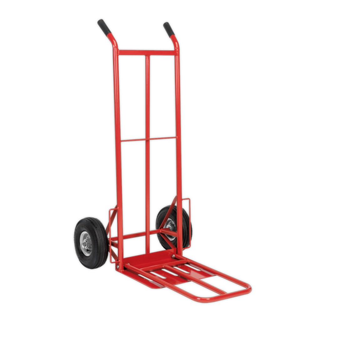 Folding Sack Truck with Pneumatic Tyres, Platform (W x D): 650 x 325/620mm, 250kg Max Capacity (Sealey)