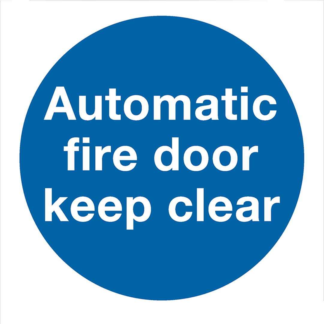 Rigid Plastic Automatic Fire Door Keep Clear Safety Sign (Sealey)