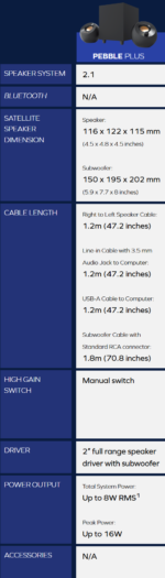 Creative Labs Creative Pebble Plus Speaker Set 2.1 USB with Subwoofer - Image 8